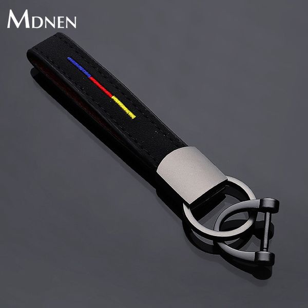 

mdnen horseshoe buckle tricolor leather metal keychain fleece suede auto waist key chain car keyfob rings keyholder man's gift, Silver