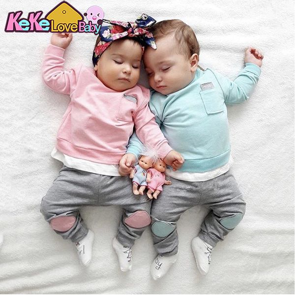 

baby clothes sets newborn infant boys girls clothing sets cute long sleeve t-shirt + long pants 2pcs toddler outfits set, White