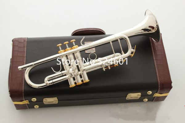 Sıcak Satmak LT180S-37 Trompet B Düz Gümüş Kaplama Profesyonel Kılıfı ile Profesyonel Trompet Müzik Aletleri