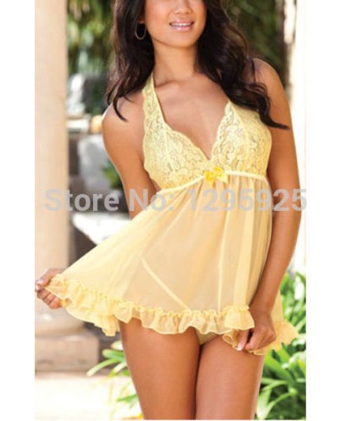 

womens backless lace babydoll nightwear dress intimates & g-string, Black;gray