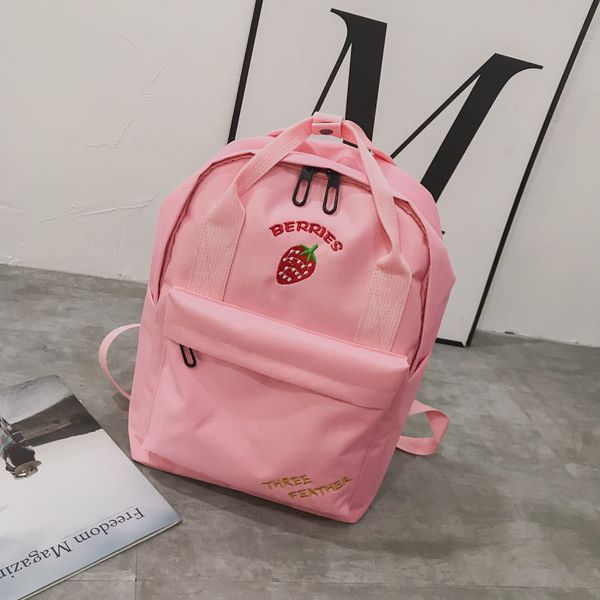 

cute girls school bag for teen backpack women bookbags middle student schoolbag large black embroidery fruit soft nylon college