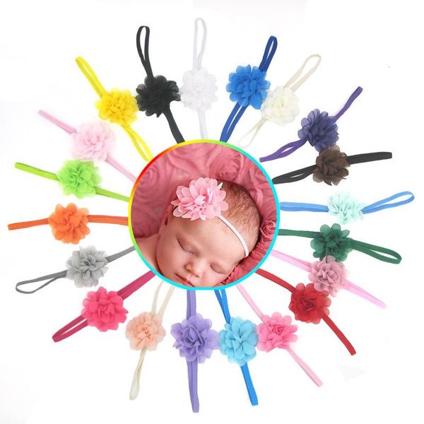 20 tipi di vestiti per bambini a colori caldi ragazze testa fiori accessori per capelli principessa mini fiori in chiffon fascia per capelli fascia elastica per capelli sottile