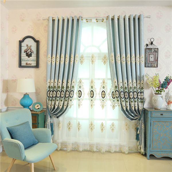 

european style living room curtain embroidery customization high precision windows blackout joyous curtain for study bedroom