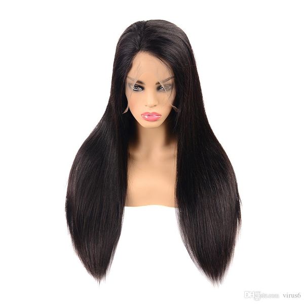 

360 frontal wig pre pluck unprocessed raw remy virgin peruvian human hair swiss lace 360 full lace virgin hair wigs, Black