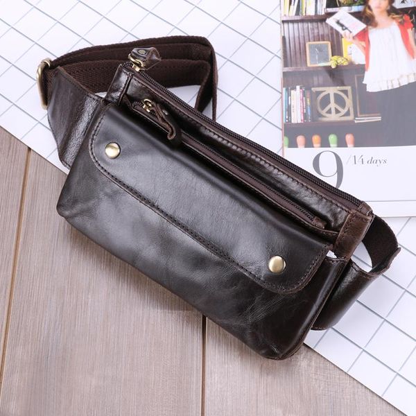 

jogujos genuine leather waist packs men waist bags fashion fanny pack belt bag phone bags travel pack male small bag