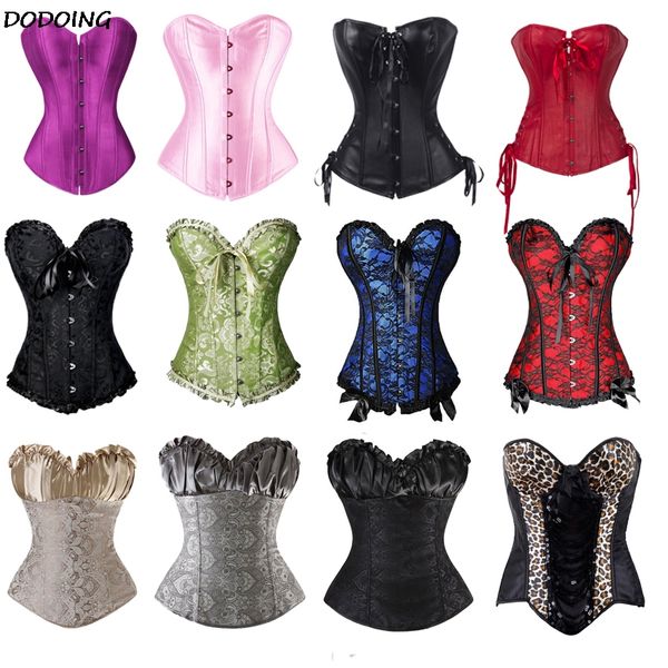 

dodoing women steampunk waist trainer corset lace up multiple colour corsets bustier waist cincher body shaper size s-6xl, Black;white