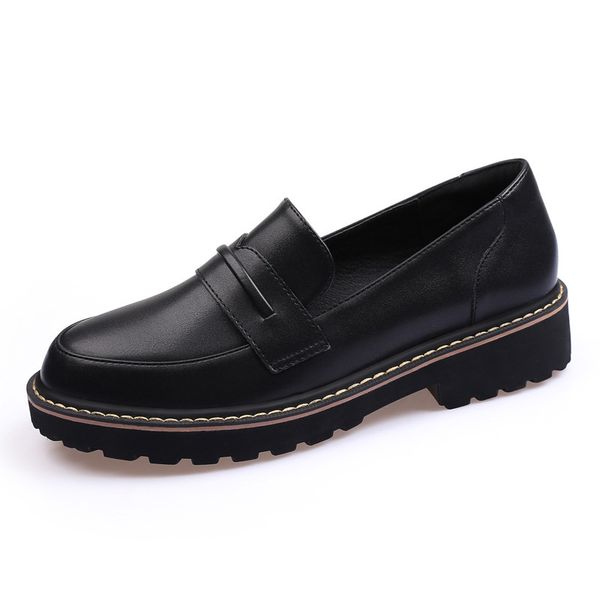 

autumn 2019 women shoes casual female sneakers all-match round toe modis loafers woman oxfords women's fall dress new cute, Black