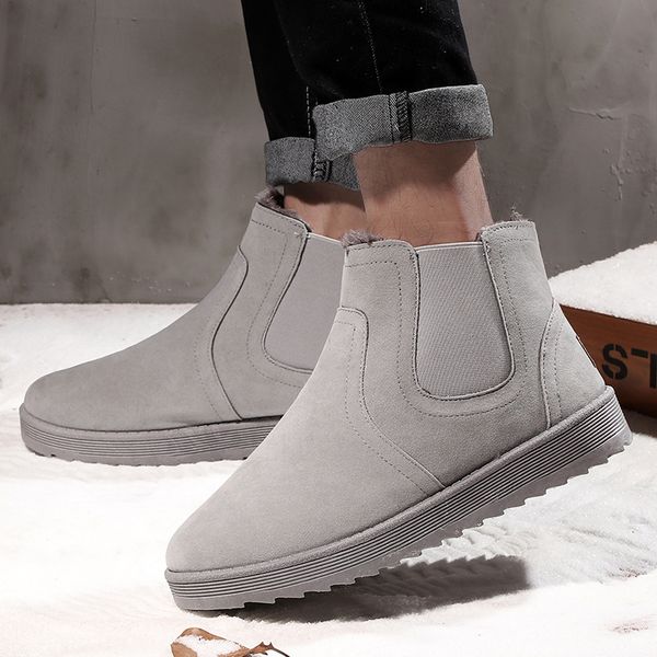 

snow boots men non men boots winter with fur 2019 warm snow high comfortable winter male, Black