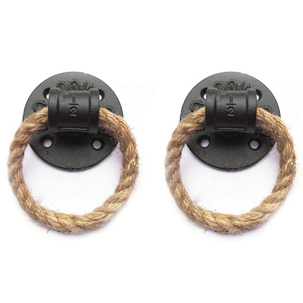 

2pcs vintage towel rack ring industrial style wall mount towel holder iron pipe rope bathroom toilet home ls decoration