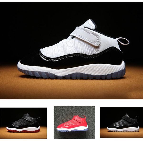 

new gym red xi 11 toddler shoes bred space jam kids basketball sneaker concord gamm blue new born baby infant 11s shoes, Black
