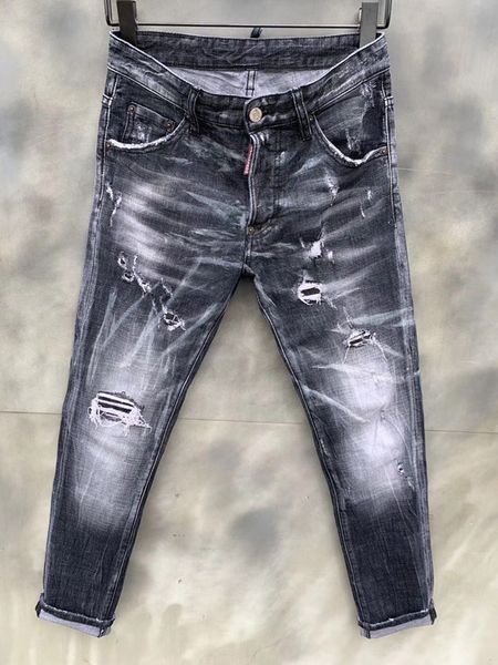 

2020 mens distressed ripped biker jeans slim fit motorcycle biker denim for men fashion good quality brand trousers, Blue