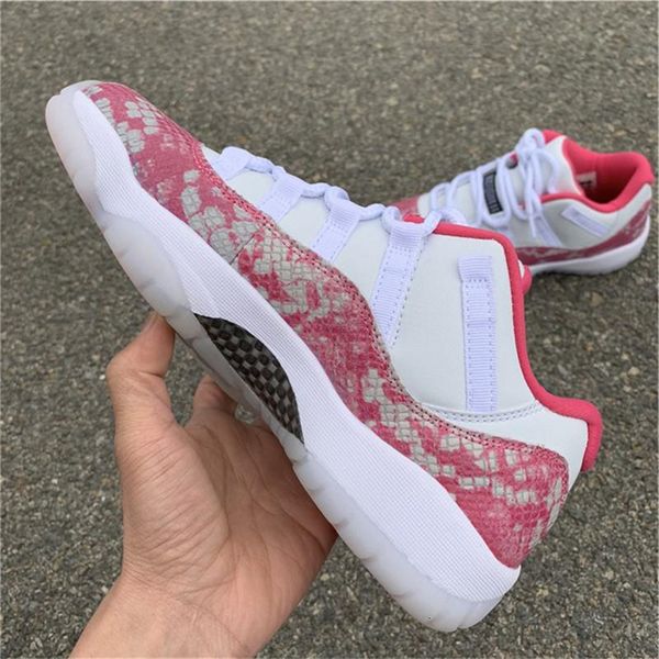 

2019 authentic 11 low wmns pink snakeskin mens basketball shoes ah7860-106 white real carbon fiber girl outdoor sports sneakers 40-47, Black