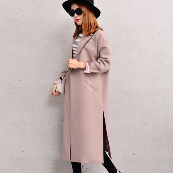 

spring autumn jacket women windbreaker 2020 new long loose korean female parkas casual overcoat outwear lx1418, Tan;black