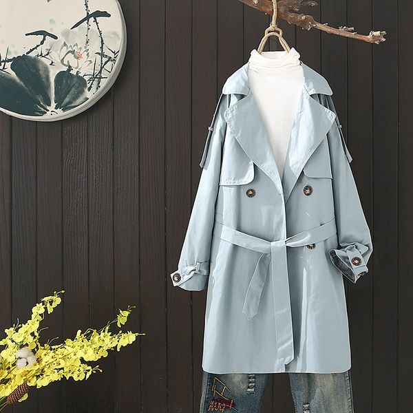 

wholesale-long trench coat for women double breasted green winter long-sleeved windbreaker long green trench coat windbreaker hh50fy, Tan;black