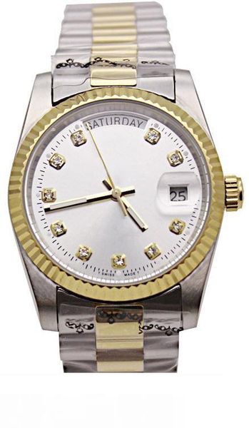 

2019 luxury day mechanical men's watch black bracelet stainless steel automatic movement gold silver designer watches wristwatches, Slivery;brown