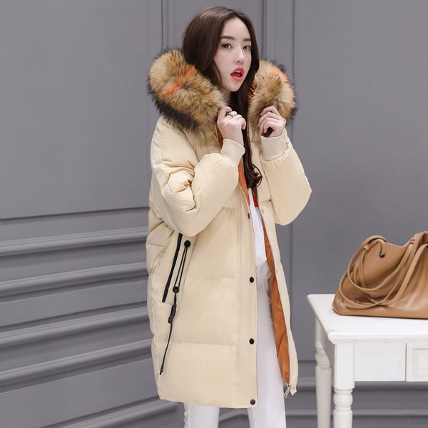 

tsuretobe fashion winter real fur collar white duck down women slim hooded black jackets female warm snow down coat cashmere