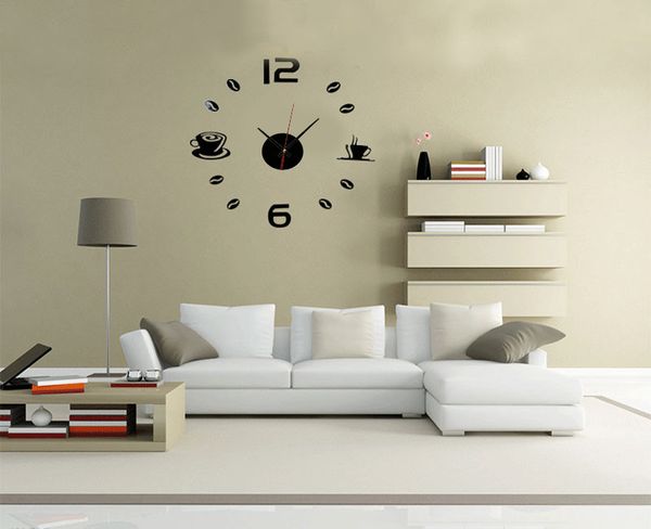 

30# new fashion acrylic diy self adhesive interior wall creative decoration clock mute clock stickers muraux wall