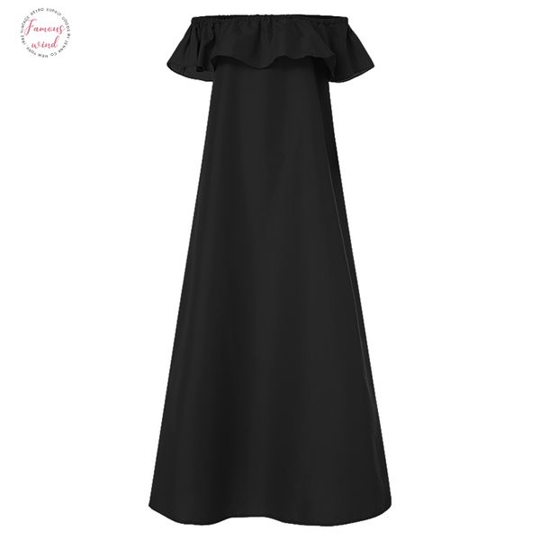 

женщины лето без рукавов богемский платье 2019 sexy с плеча рябить maxi платье длина пола платье плюс размер s 5xl, Black;gray