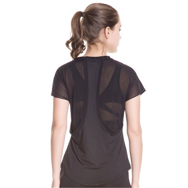 

summer casual loose yoga clothes jackets women's quick-drying clothes running short-sleeved sports t-shirt, Black;red