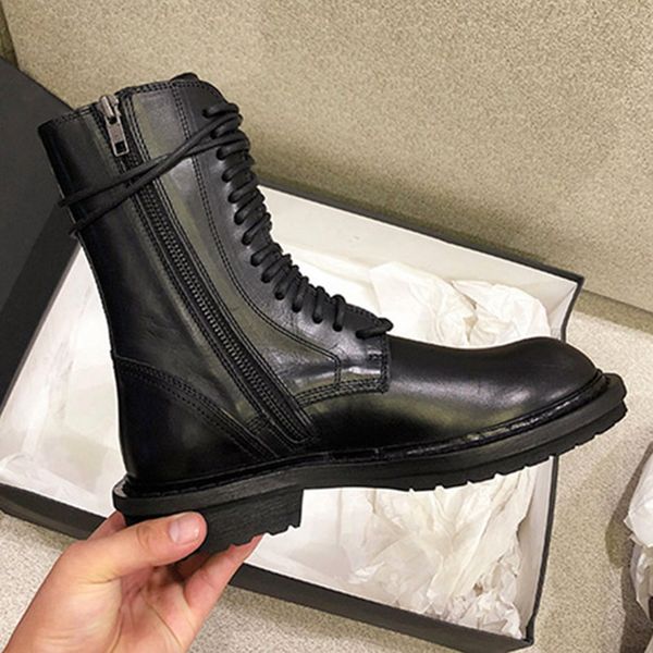 

2019 high-end martin bootsann female british wind breathable leather booties fashion wild belt locomotive net red boots in the boots, Black