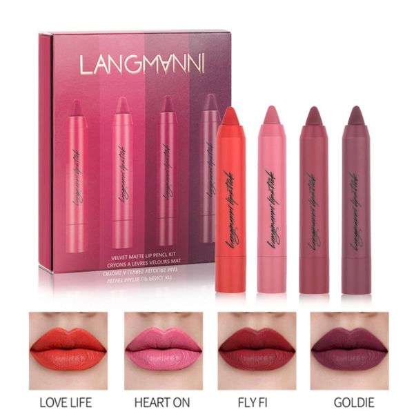 

4pcs/set matte lipstick waterproof long lasting batom velvet lip kit makeup set pigment dropship