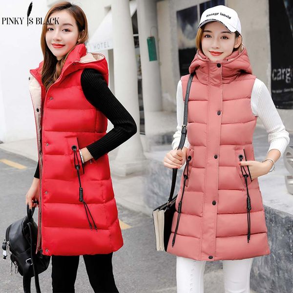 

pinkyisblack autumn and winter women vest 2018 new fashion long ladies vest coat thickening warm women slim jacket female, Black;white