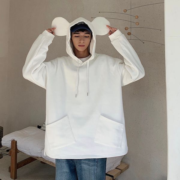 

men's hoodies & sweatshirts 2021 autumn and winter thick japanese version of the european american style loose ear hooded pullover hara, Black