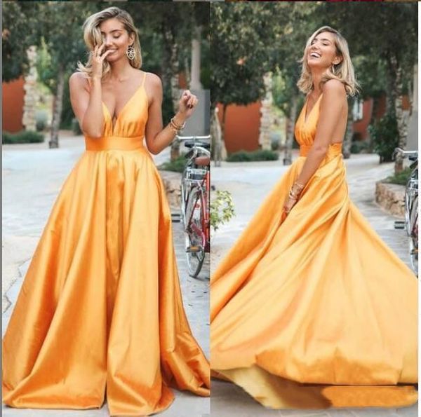 

taffeta yellow long prom dresses 2020 v neck special occasion dresses new party prom gowns abiti da sera pd028, Black