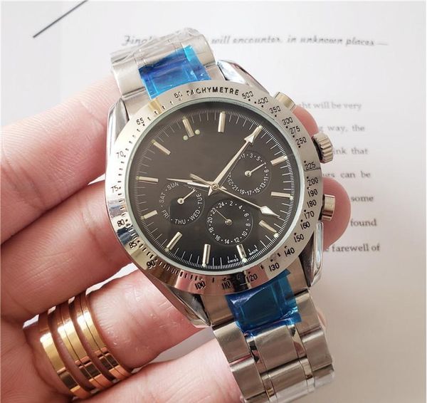 

fashion mens wholesale luxury watch moonwatch all work designer automatic movement mechanical male sport clock, Slivery;golden