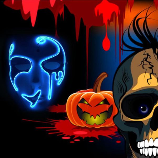 

halloween party сверкающий холодный свет маска для вендетты гротескная полоса с неоновым светодиодом одна испуганная маска для бровей, как с