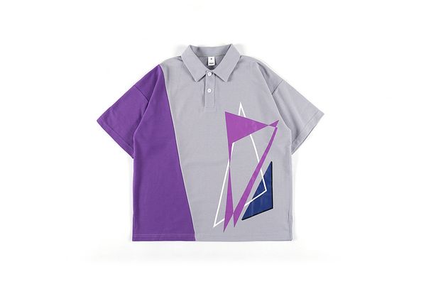 

2020ss new summer men's oversized shirt geometry printed casual men women couples 100% cotton bottom slit men, White;black