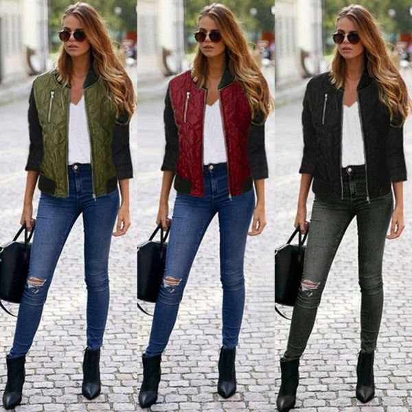 

women long sleeve slim zip up biker flight casual coat outwear 2019 autumn winter casual coat outwear jackets plus size, Black;brown