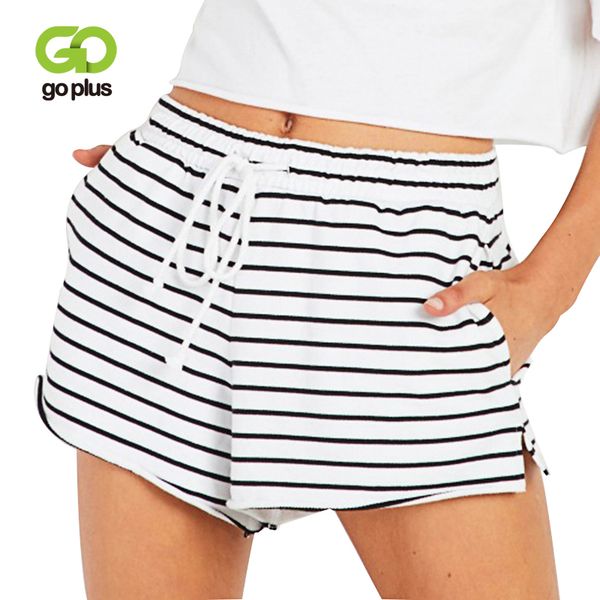 

goplus summer shorts womens casual striped mid elastic mini loose leg belt bow shorts women spodenki damskie streetwear c7970, White;black