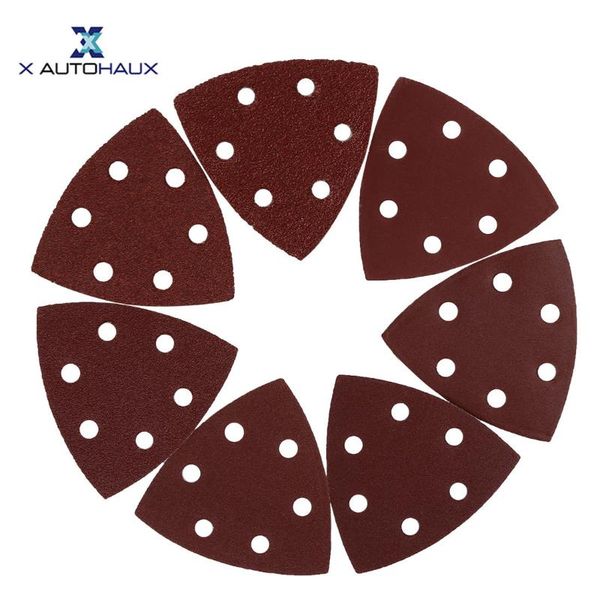 

x autohaux 42-220pcs 3.5 inch hook and loop sanding discs pads 40-1000 grits 6 hole triangle sandpaper for car polishing