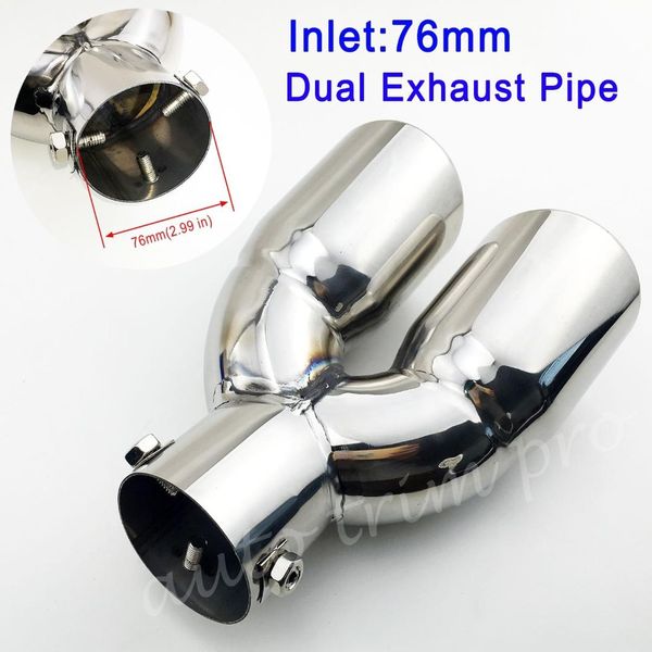 

chrome 3" 76mm inlet universal car tail pipe exhaust rear muffler tip cover trim decorate accessories