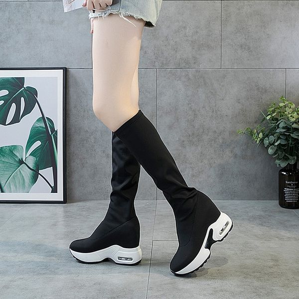 

осенняя воздушная подушка все-матч обувь высокая эластичная сила сапоги увеличить сапоги, Black