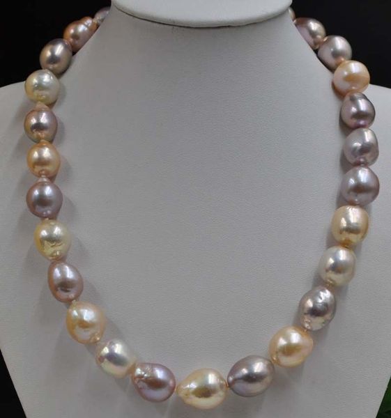 

fine pearls jewelry natural rare multicolor 17mm kasumi pearl necklace 18inches, Black
