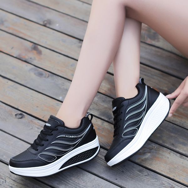 

skyaxmoto spring new 2020 harajuku sneakers women korean students thick bottom casual shoes ladies shoes, Black