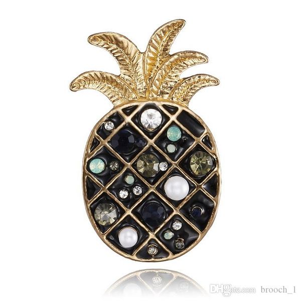 

pineapple brooch fashion european deisgner party festival clothing suit jewelry enamel rhinestone fruit brooch pin for women, Gray