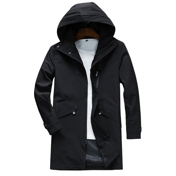 

men casual long jacket trench coats autumn mens hooded windbreaker jackets male clothing plus size m-4xl ,ga418, Black;brown