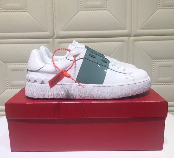 

new luxury portofino designer sneaker women real leather printing colorful men casual shoes italians shoes with original box, Black