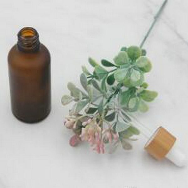 

15ml 30ml 50ml frosted amber white glass dropper bottle with bamboo cap 1oz glass bamboo essential oil bottle