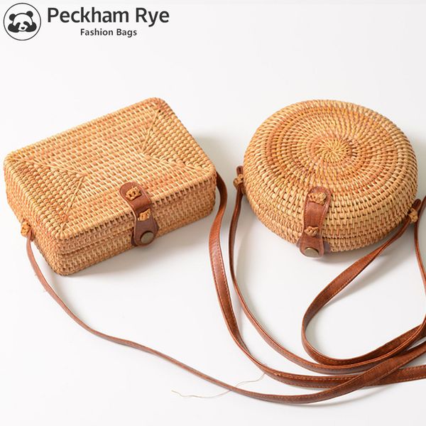 

summer rattan woven/straw bag mini crossbody bags for women handbags messenger bag beach/bohemia circle bali box sac main femme