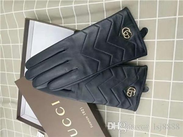 

992019 new embroidered fashion leather warm touch gloves, luxury quality women', full package box for sale, Blue;gray