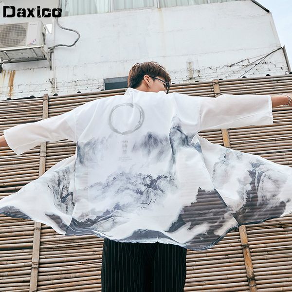 

summer man японского harajuku кимоно хаорите tops традиционного японского orient этнических кимоно джемпер мужского samurai юкат рубашки, Red