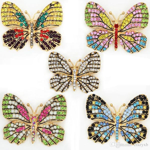 

oneckoha fashion jewelry colorful rhinestone butterfly brooches alloy enameled animal brooch pin apparel accessories, Gray