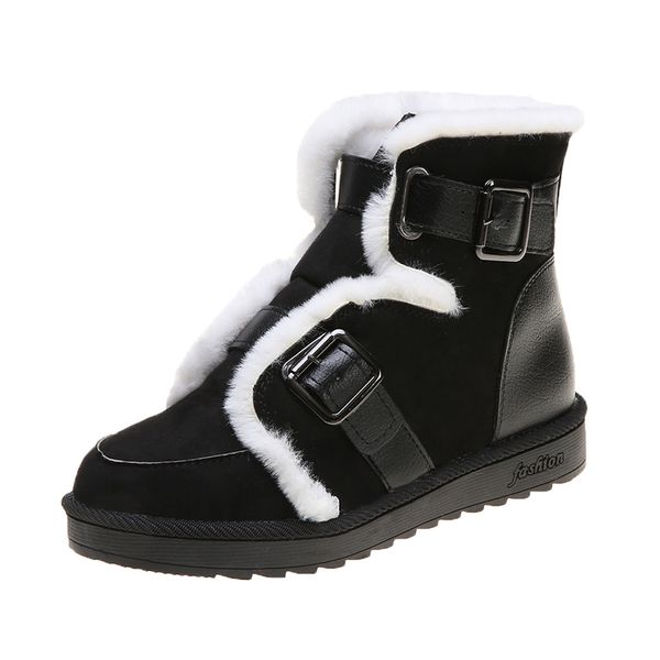 

2019 winter black brown women snow boots medium thick plush waterproof boots size 35-40