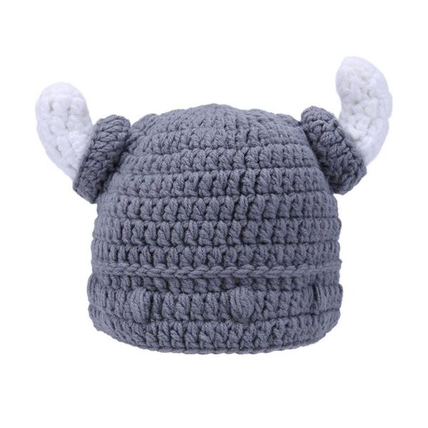 

new children infant handmade crochet winter hat cute horns knitted hat, Yellow