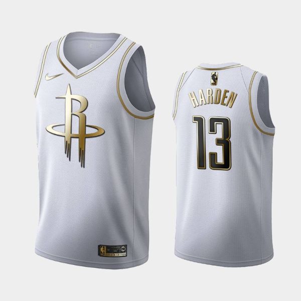 

mens james harden 13# white golden edition stitched jersey, Gray