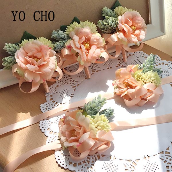 

yo cho high-end diy craft supplies rose wrist corsage ribbon flowers wedding party bridesmaid hand crafted flower prom party
